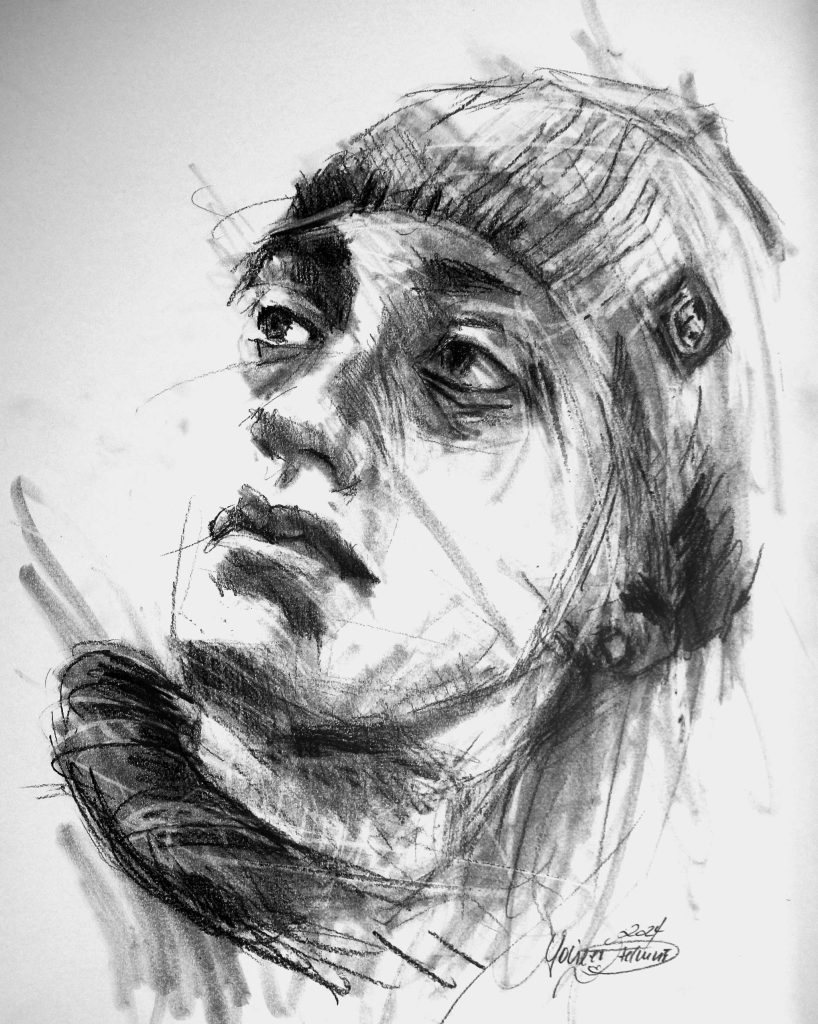 Alessandra,Graphit,Papier,55 x 44 cm, 2024