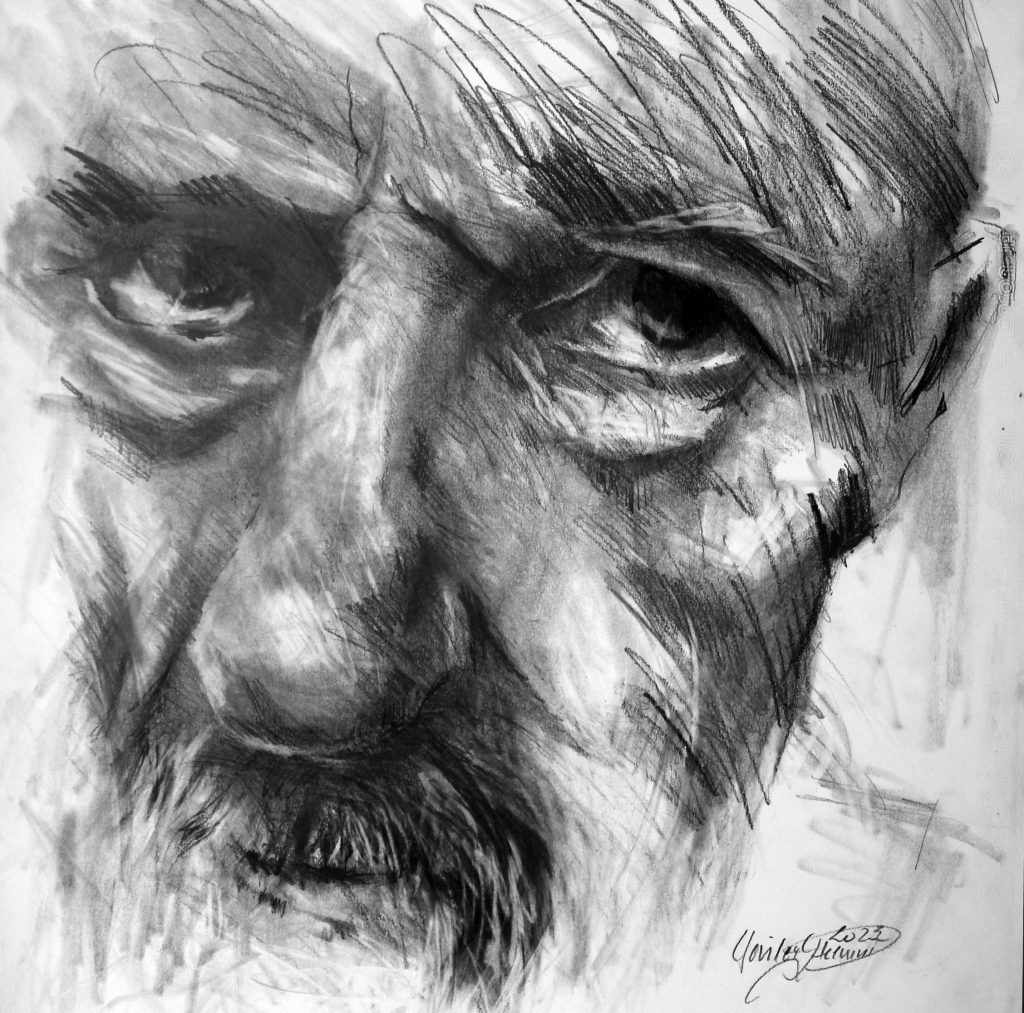 H-a, Graphit, Papier, 60 x 50 cm, 2023