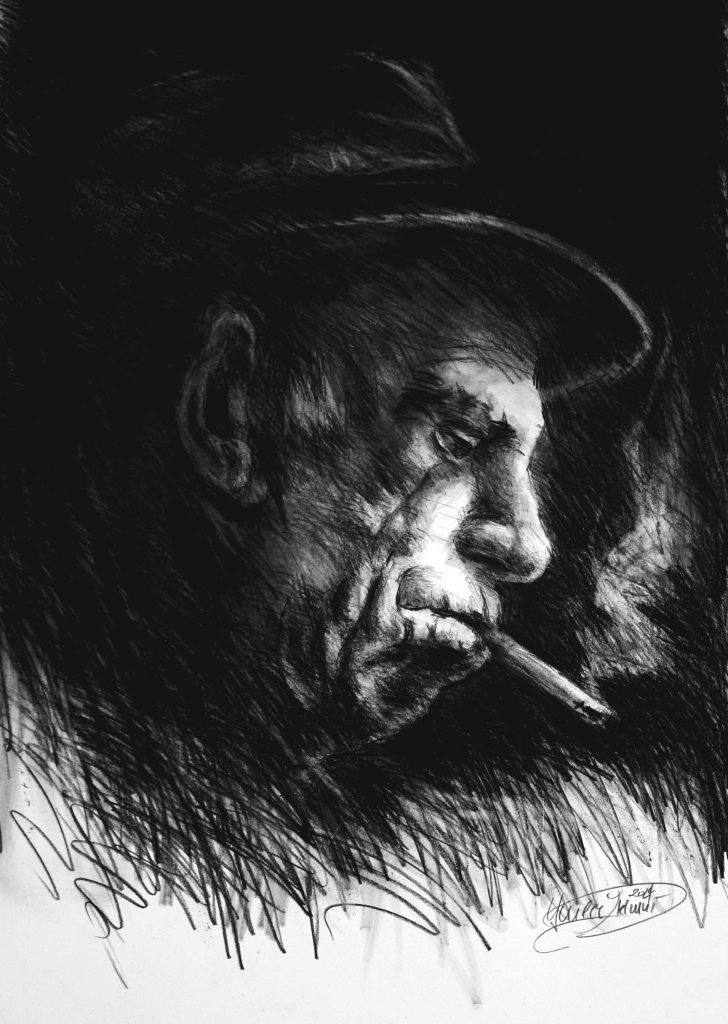 Keith-Richards, Graphit, Papier, 58 x 40 cm, 2024